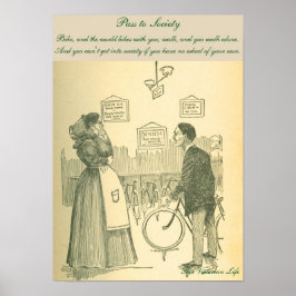 Poster Cena de bicicleta Victoriana engraçada