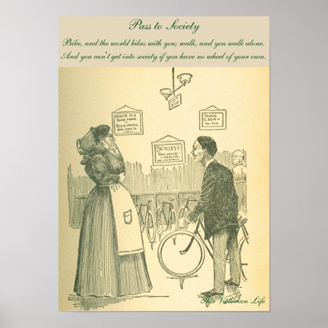 Poster Cena de bicicleta Victoriana engraçada (Frente)