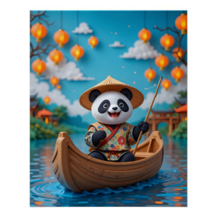 Póster Cena de Boat Festivo Panda