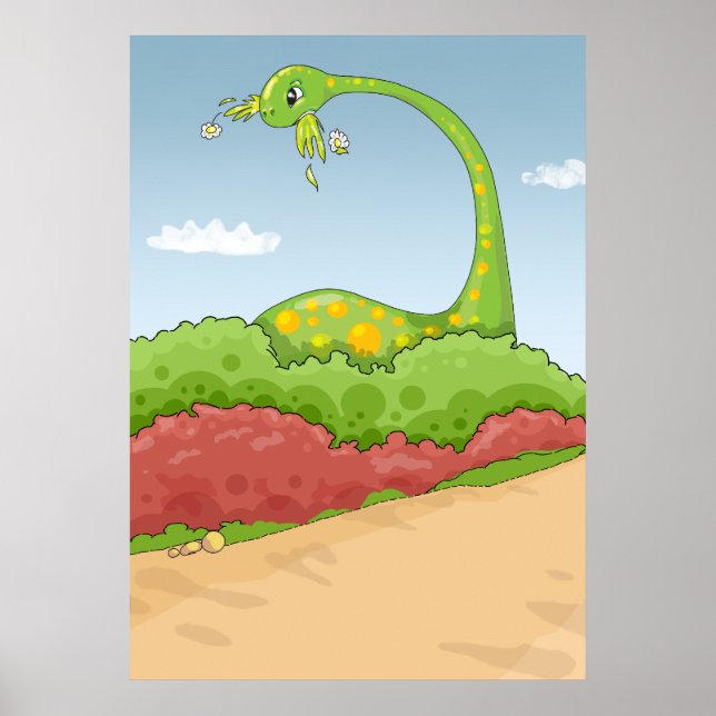 Póster cena de brontosauro faminto (Frente)