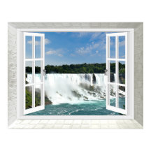 Cena de Cachoeira em Trompe l'oeil Vista de Janela