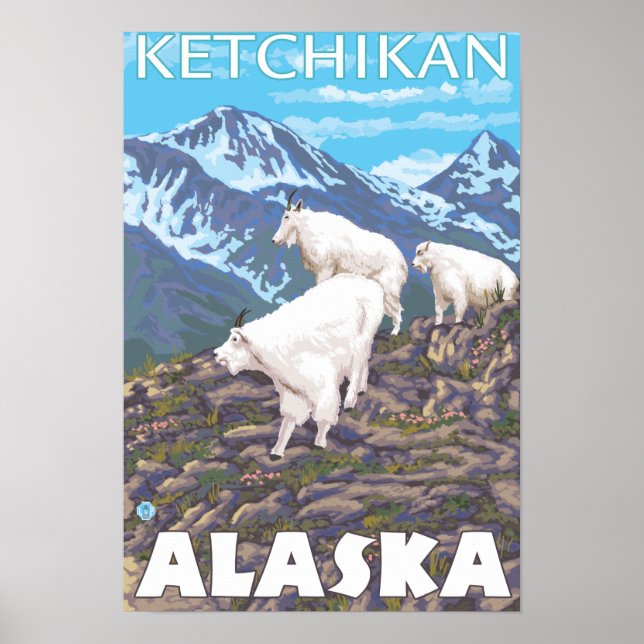 Poster Cena de Caprinos de Montanha - Ketchikan, Alaska (Frente)