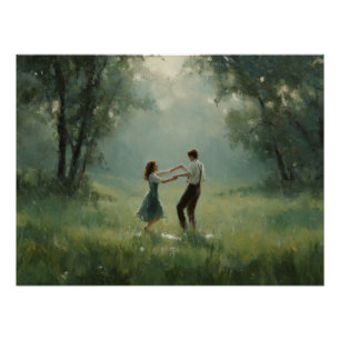 Póster Cena de Casal de Dança na Floresta Caprichosa