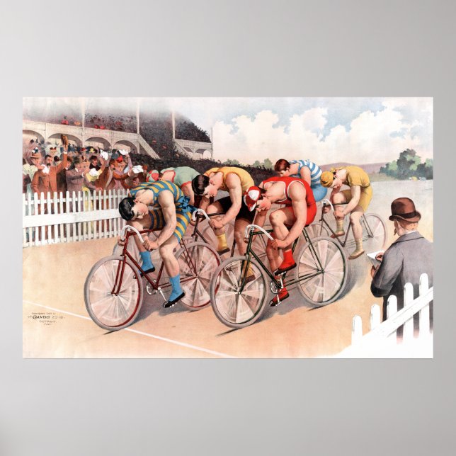 Póster Cena de Corrida de Bicicleta Vintage (Frente)