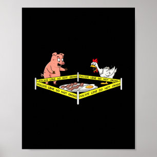 Poster Cena de Crime Engraçada Com Ovo Porco Frango Comid