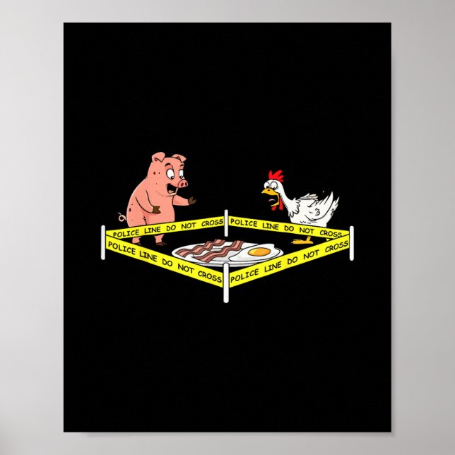 Poster Cena de Crime Engraçada Com Ovo Porco Frango Comid (Frente)