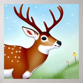 Poster Cena de Deer na Wonderland de inverno