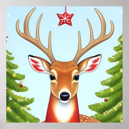 Poster Cena de Deer na Wonderland de inverno