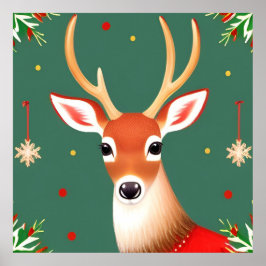 Poster Cena de Deer na Wonderland de inverno