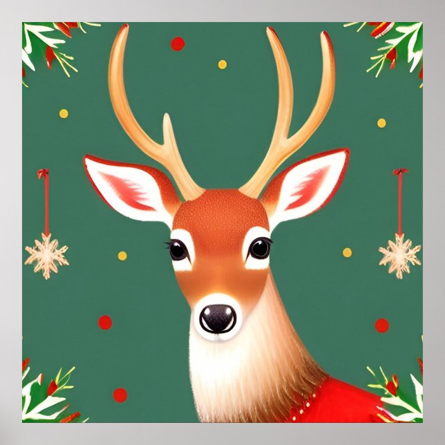 Poster Cena de Deer na Wonderland de inverno (Frente)