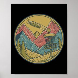 Poster Cena de Disco de Golfe na Montanha Cesto de Disco
