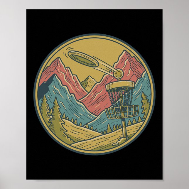 Poster Cena de Disco de Golfe na Montanha Cesto de Disco  (Frente)
