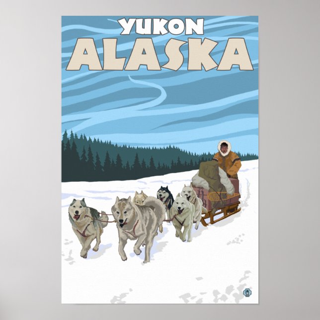 Póster Cena de Dormência de Cachorro - Yukon, Alasca (Frente)