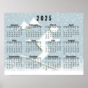 Poster Cena de Esqui Calendário de 2025 Cartaz