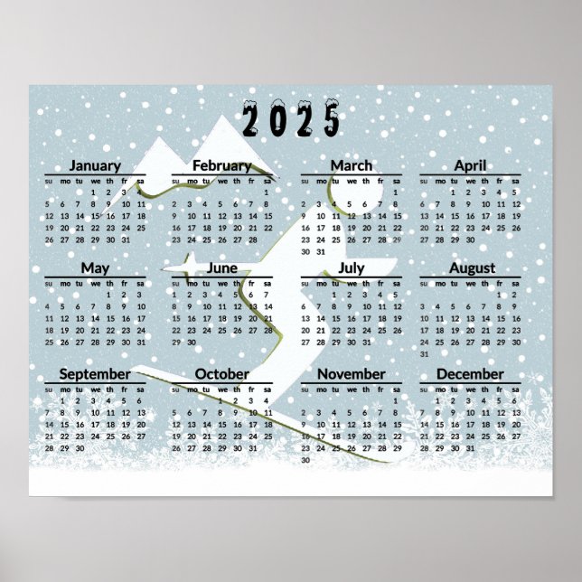 Poster Cena de Esqui Calendário de 2025 Cartaz (Frente)