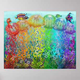 Poster Cena de fantasia aquática com água-viva