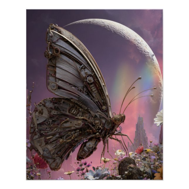 Póster Cena de Fantasia da Luz da Lua da Borboleta Celest (Frente)