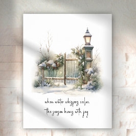Poster Cena de Férias de Inverno Nórdico Nevado em Aquare