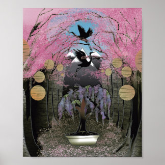 Poster Cena de flor de cereja japonesa