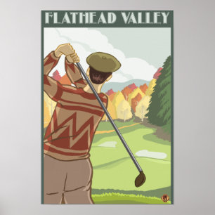 Póster Cena de Golfe - Lago Flathead, Montana
