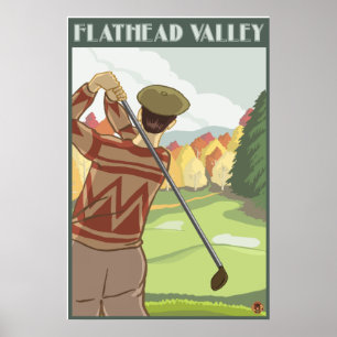 Póster Cena de Golfe - Lago Flathead, Montana