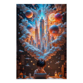 Póster Cena de Imaginação Cósmica