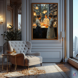 Poster Cena de Interior Impressionista – Estúdio de Luz Q