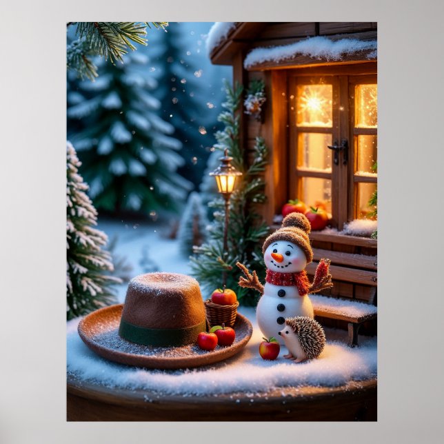 Poster Cena de Inverno Aconchegante Com Boneco de Neve, O (Frente)