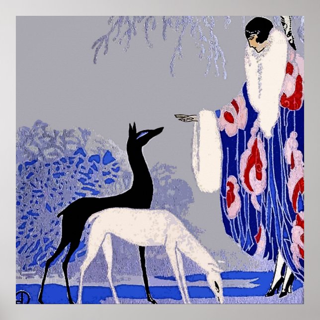 Poster "Cena de inverno" Art Deco de George Barbier (Frente)