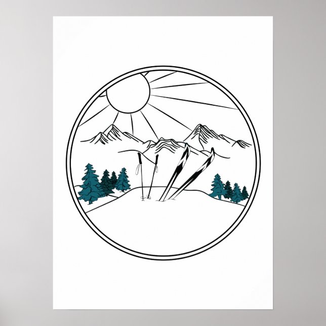 Poster Cena de inverno de Ski Resort (Frente)