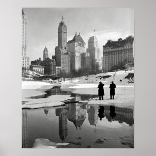 Póster Cena de Inverno no Central Park, 1933. Foto Vintag
