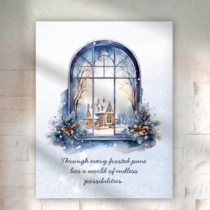 Poster Cena de Inverno Nórdico Pastel com Neve Citação Mo