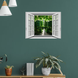 Poster Cena de Jardim Vista de Janela Falsa 3D