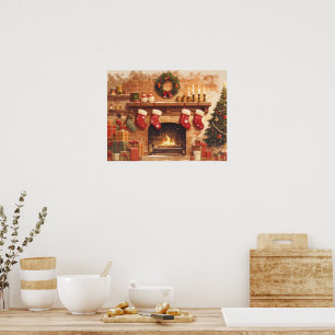 Poster Cena de Lareira de Natal Quente