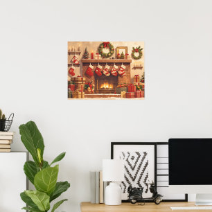Poster Cena de Lareira de Natal Quente