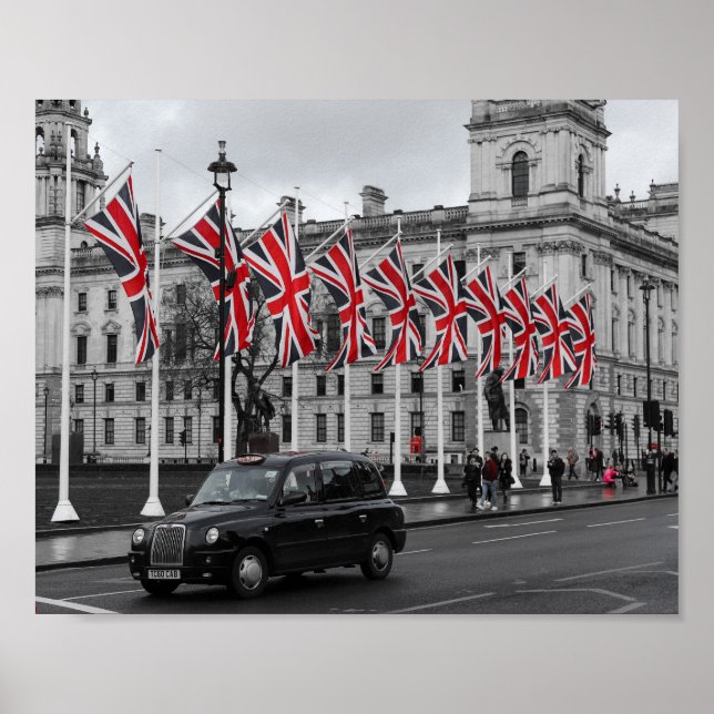 Poster Cena de Londres UK Cinza e Vermelho (Frente)