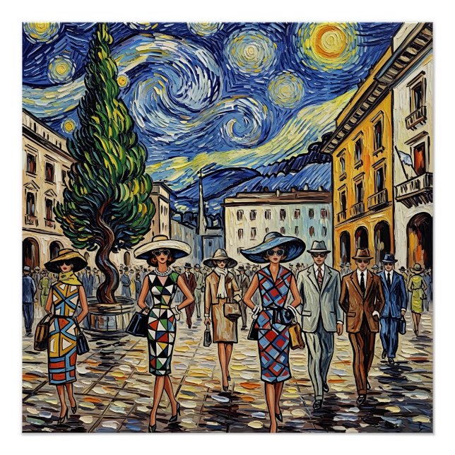 Póster Cena de Moda Retro de Milão (Frente)