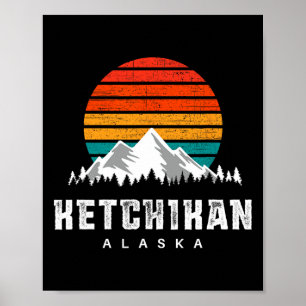 Poster Cena de montanha de Ketchikan Alasca Esqui e camin