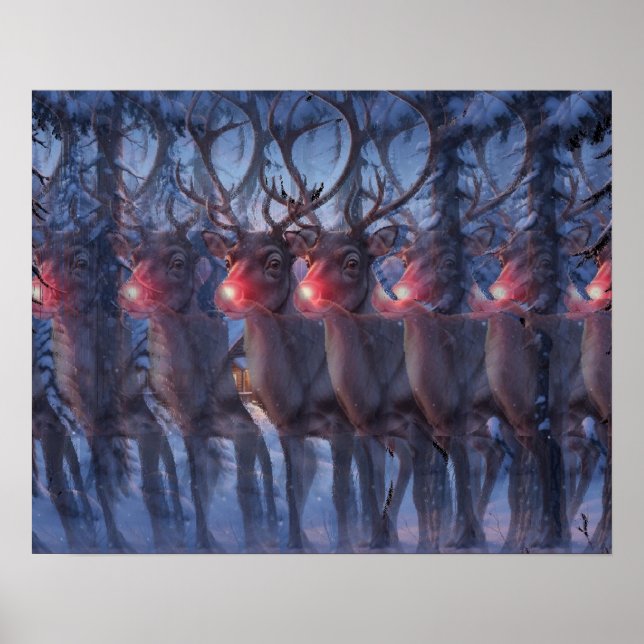 Poster Cena de Natal com Rudi Rena 3D Estereograma (Frente)