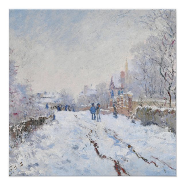 Póster Cena de neve de Monet em Argenteuil (Frente)