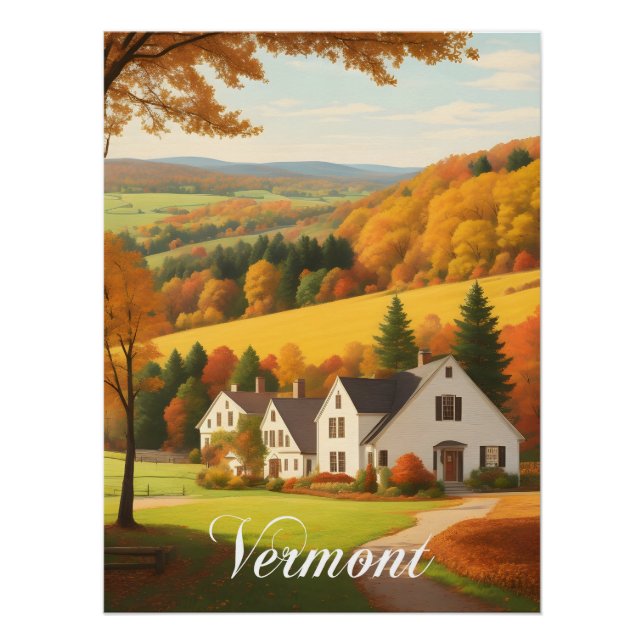 Póster Cena de outono em Vermont EUA (Frente)