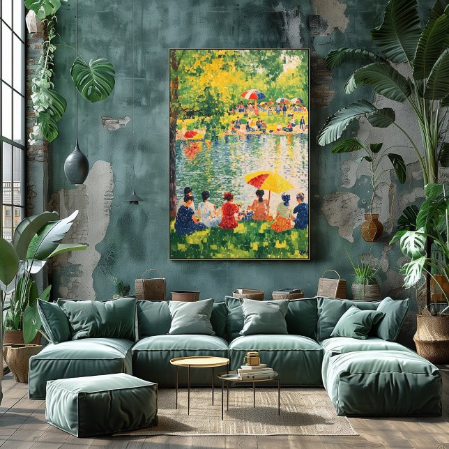 Poster Cena de parque em pointilismo com cores vibrantes  (Criador carregado)