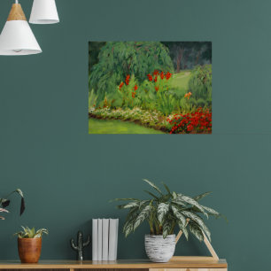 Poster Cena de parque floral verde vermelho linda