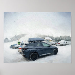 Poster Cena de Parqueamento da Aventura de inverno