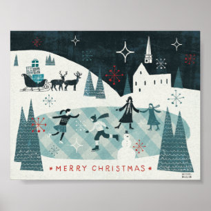 Poster Cena de patinagem alegre de Christmastime