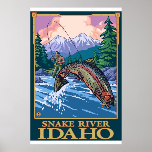 Poster Cena de Pesca de Voo - Cobra River, Idaho (Frente)