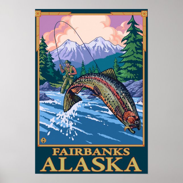 Poster Cena de Pesca de Voo - Fairbanks, Alaska (Frente)