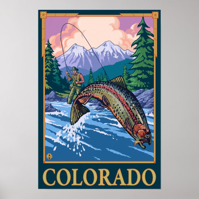 Poster Cena de Pesca de Voo no Colorado (Frente)