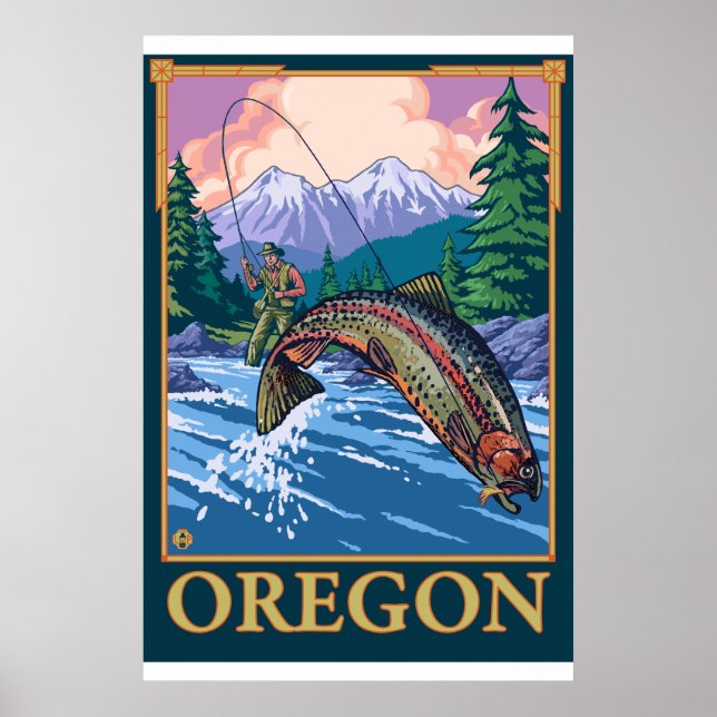 Poster Cena de Pesca de Voo - Oregon (Frente)