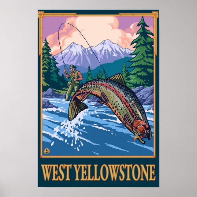 Póster Cena de Pesca de Voo - West Yellowstone (Frente)